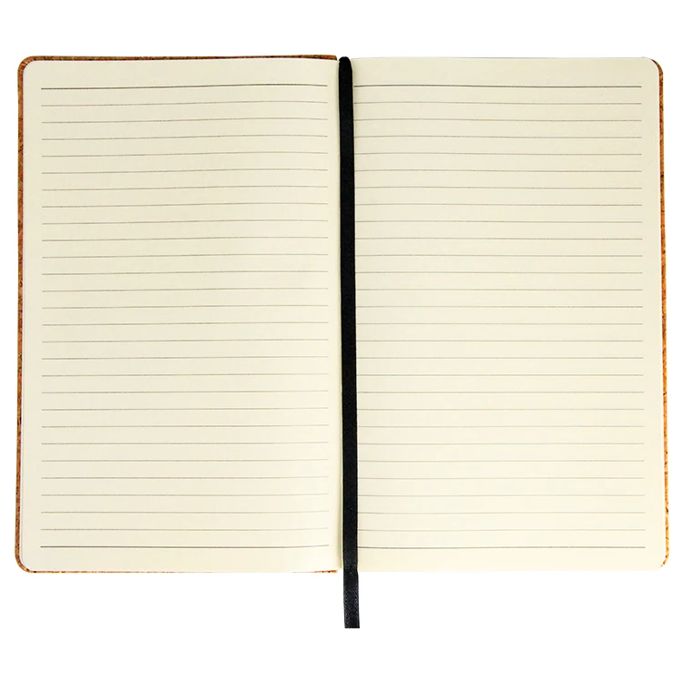 environmental A5 hot stamping silk printing natural cork cover notebook with elastic band A5 journal cork dotted