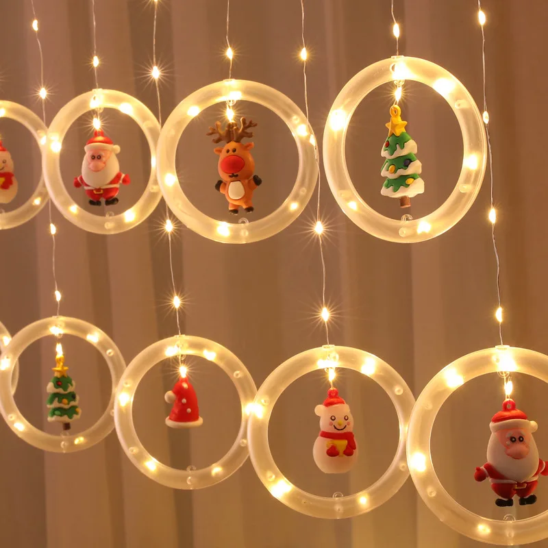 LED Twinkle Snowman Wedding Waterfall Fairy String Lights Window Christmas Safety Curtain Lights for Holiday Decoration
