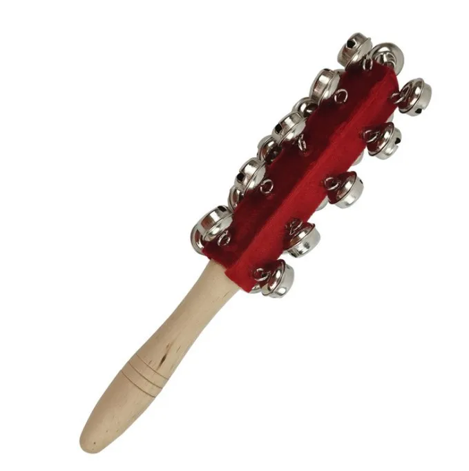 Red Wooden Hand Shake Baby Rattles Toy Wood Jingle Bells Sticks  21 bells Percussion Music Toy
