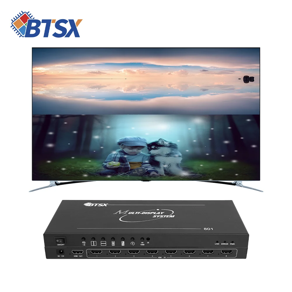 Hot Selling Support 8 Input 1 Out Split Screen Processor 4K TV 1x4 2x2 2X3 HDMI Video Wall Controller