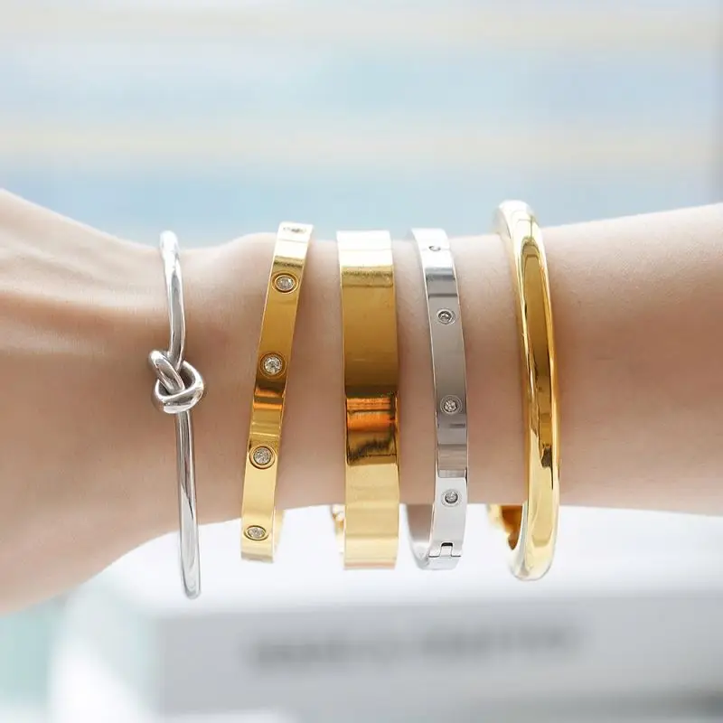 Dylam Sublimation Stainless Steel Bracelets for Women Sublimation Designers Bracelet Copper Gold Plated Bangle Bracelet Jewelry