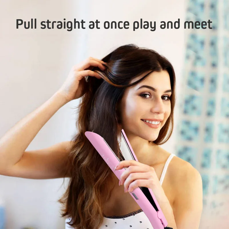 Hair Styling Wholesale Fashion PTC Plate Hair Straighteners with LED Display Hair Straightener Flat Iron Nano Titanium
