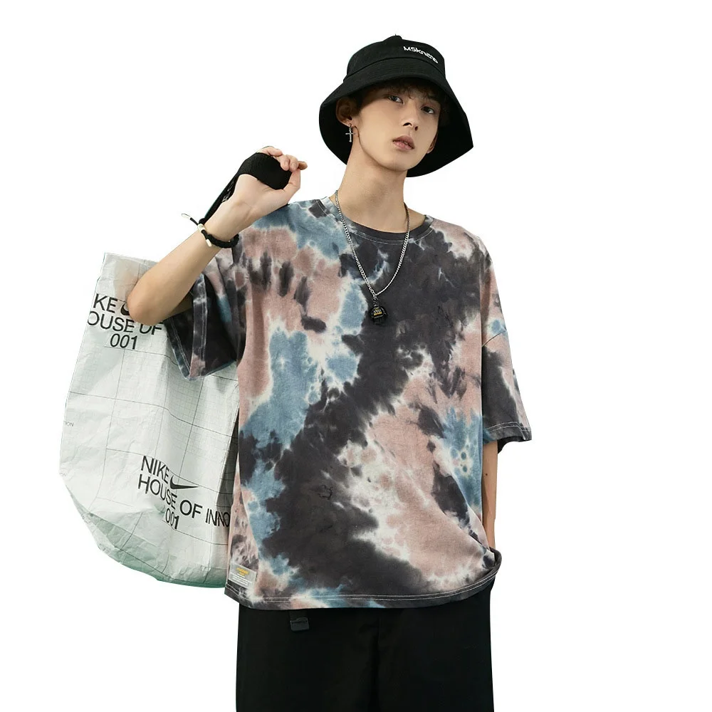 
Men/Women Tie Dye Summer T Shirt Half Sleeve Cotton Tye Dye Streetwear Urban Unisex Oversized Tshirt 