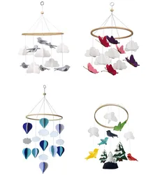 Baby Felt Wool Star Moon Cloud Shape Mobile Nursery Wooden Mobile Decor felt baby mobile for crib Hanging Sensory Toy