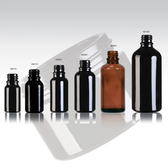 Factory direct black Glass Bottle Series for Pharma and Cosmetic