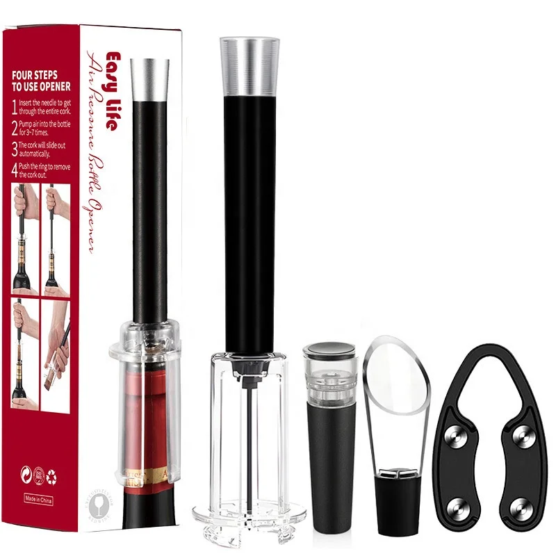 Best Seller Bar Accessories 4 Pieces Wine Tool Air Pressure Pump Wine Opener Set For Wine Lovers