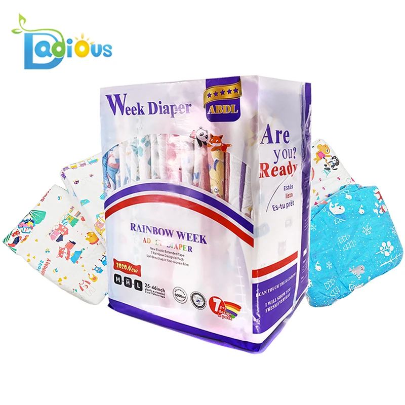 Подгузник Dadious Rainbow Week ABDL подгузник для взрослых 6000 мл 7 шт. в упаковке