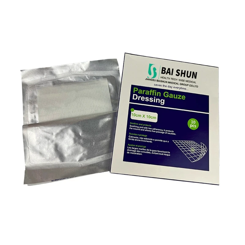 China manufacturer low cost custom size sterile medical wound dressing paraffin gauze for hospital