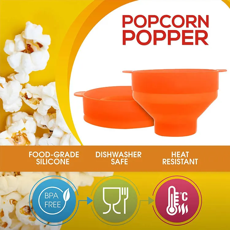 Hot Custom Collapsible  Maker Silicone Microwave Popcorn Maker Popper