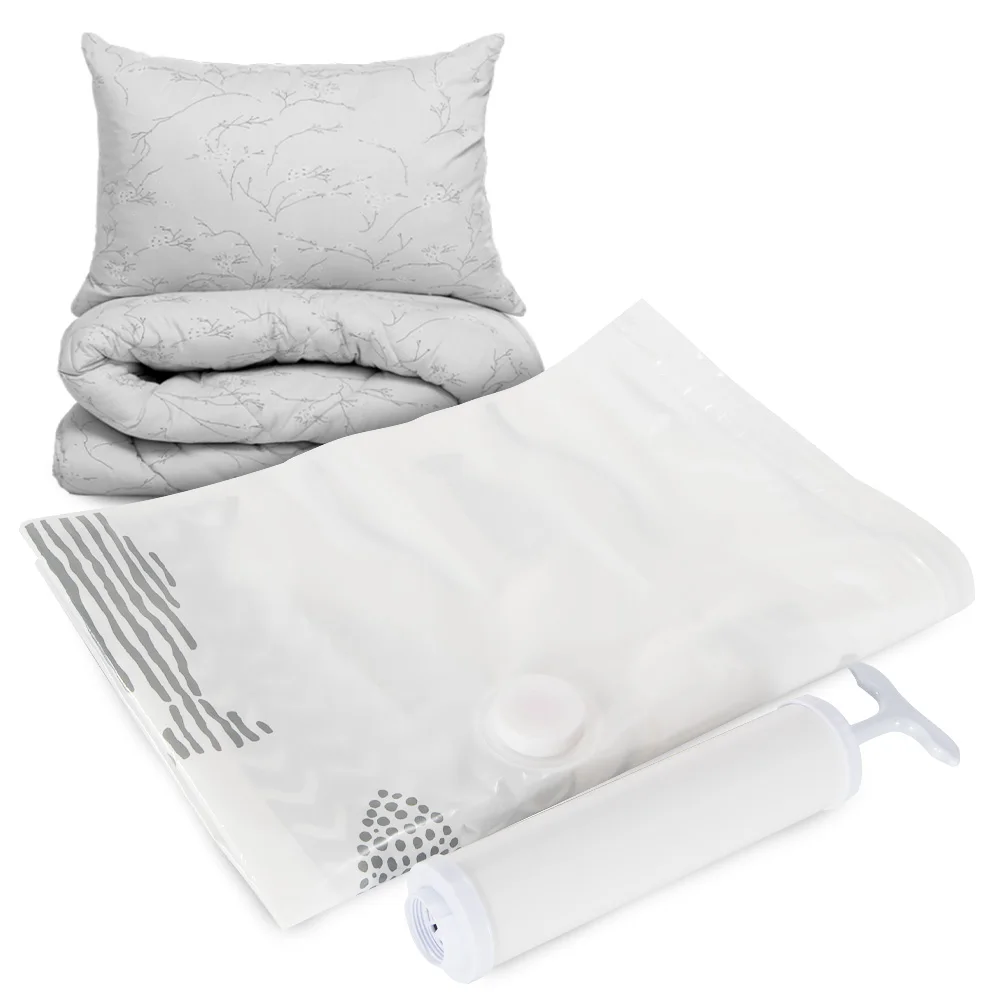 Valve for Travel Clothes Vacuum Bag Set Space Saver Vacuum Storage Bags with Pump Multifunction Transparent Modern Rectangle