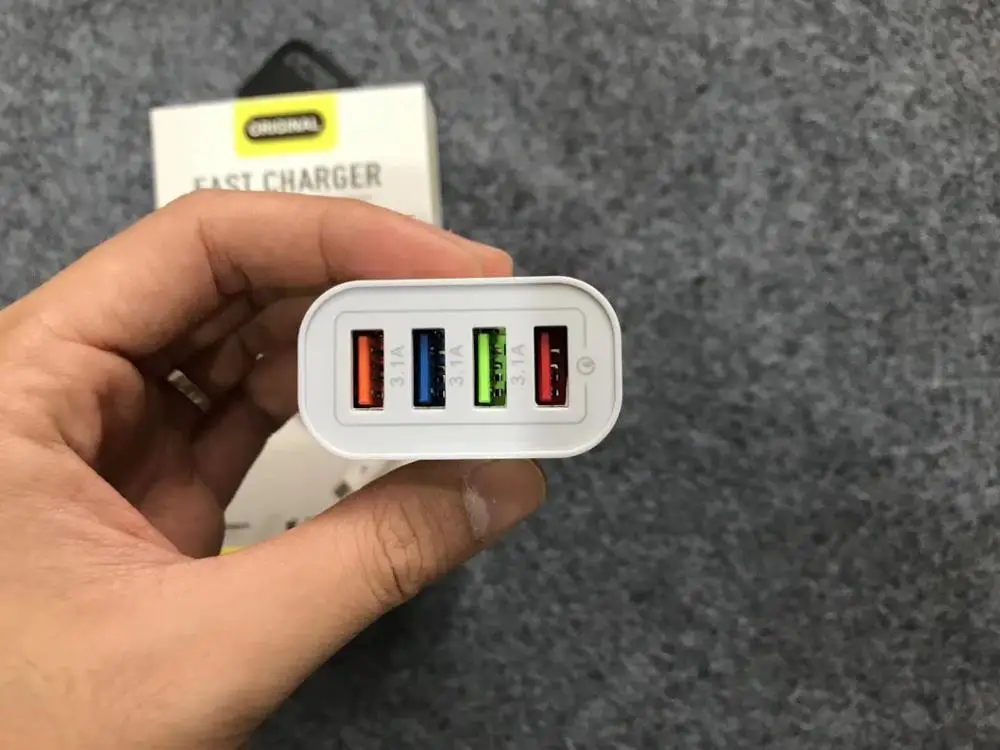  Дорожное зарядное устройство с 4usb-портами QC3.0 быстрое usb-кабелем и