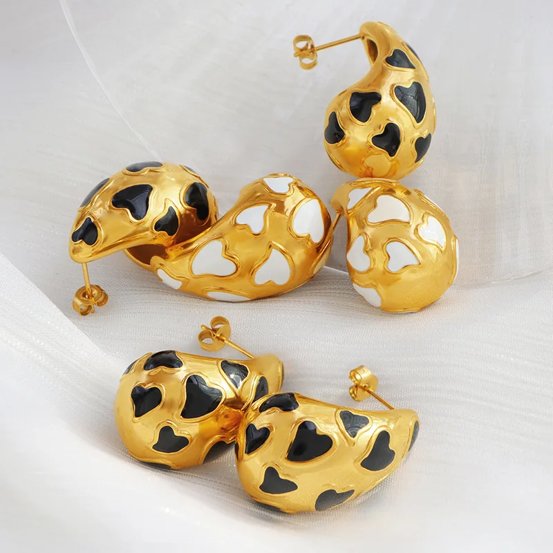 Fashion Water Drop Shaped Earrings Hollow Chunky Hypoallergenic 18k Gold Plated Stainless Steel Tear Drop Gold Earrings