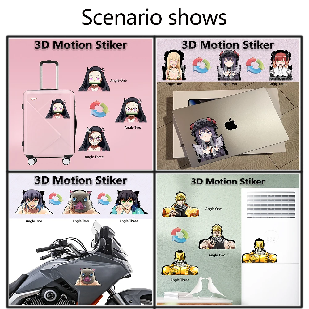 Stock 1500 Designs Waterproof Cartoon Stickers Anime Decals 3D Anime Sticker Lenticular Motion Car Laptop Animation Stickers