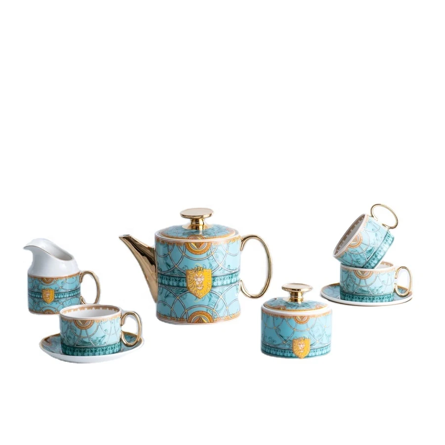 Luxury Chinese Tea Set Porcelain New Bone China European Tea Cups Green 15/11Pcs Coffee Tea Cup Set