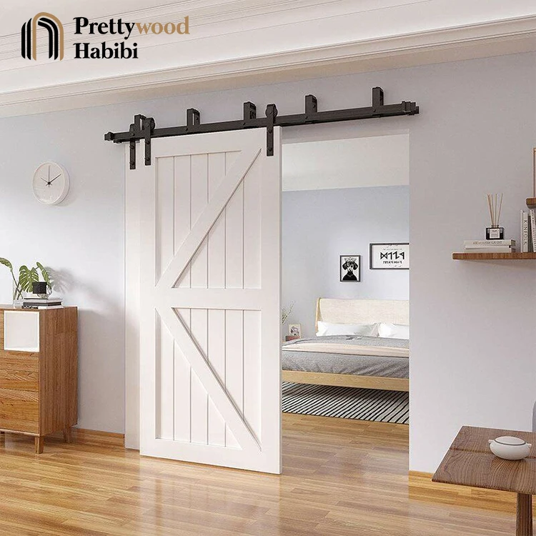 Modern American Rustic Sliding Wooden Barn Doors Soundproof Interior House Barn Door With Hardware Kit