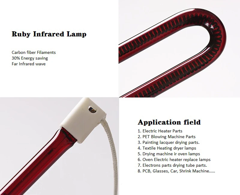 Halogen Heating Lamp for PET Blowing Molding Machine Heater Tubes Quartz Infrared Lamp