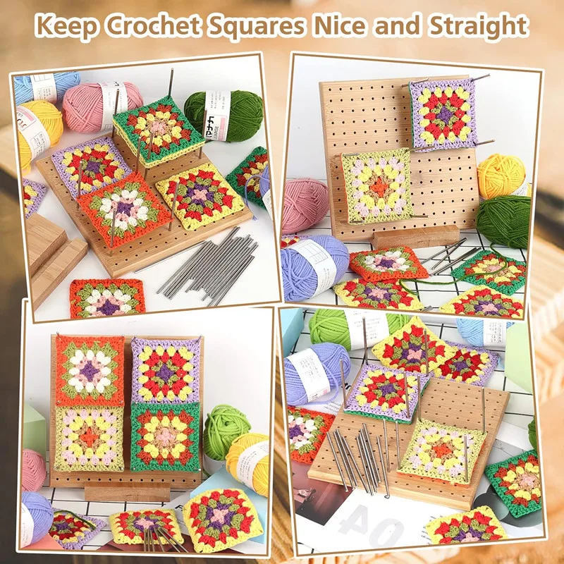 New Product Home Decorative Pegboard Handcrafted Wooden Blocking Board For Knitting Crochet And Granny Squares Lovers