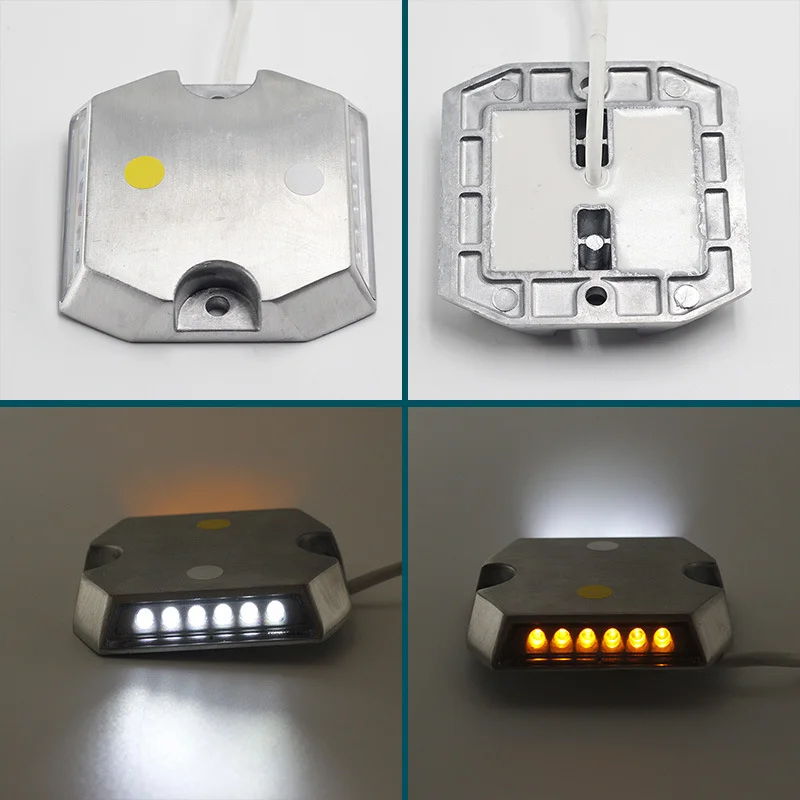 Double side 12pcs leds DC12v 24v Tunnel IP68 Cable LED Wired Road Marker Aluminium Road Stud