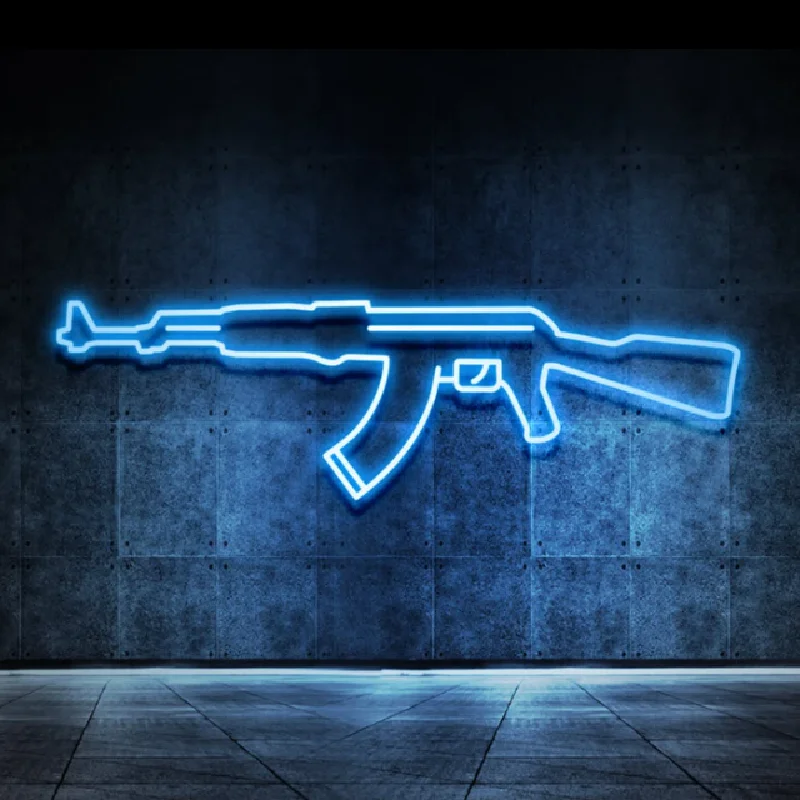 Drop Shipping Custom Neon Sign Equipment Led Sign Ak 47 Neon Sign with High Quality Home Decor DC 12V Standing Square 80 CE Rohs