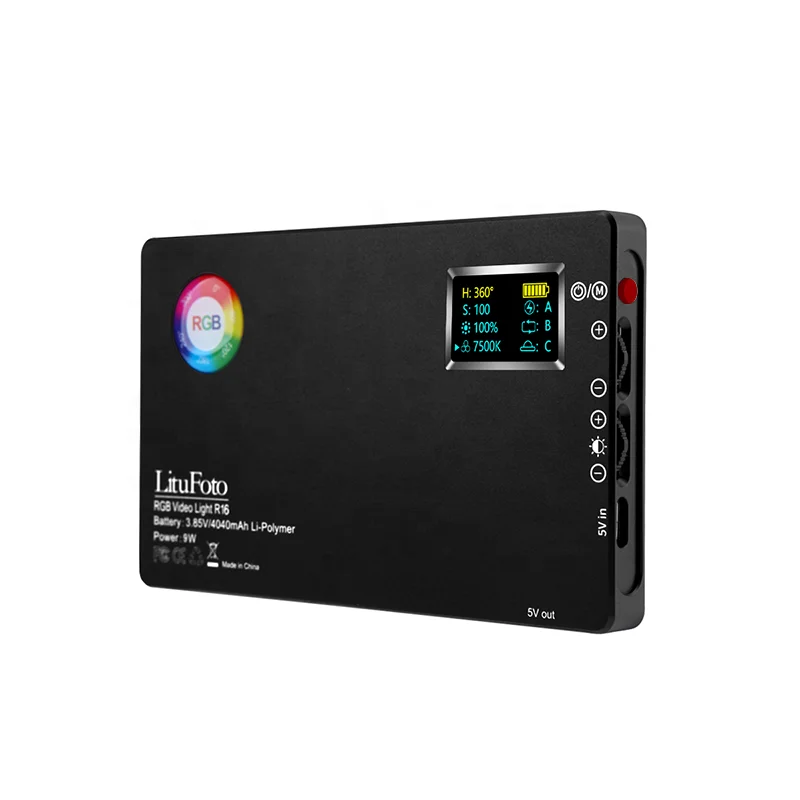 LituFoto R16 High Color Rendering Dual Color temperature Dimming Range from 3200K-7500K RGB Video Light