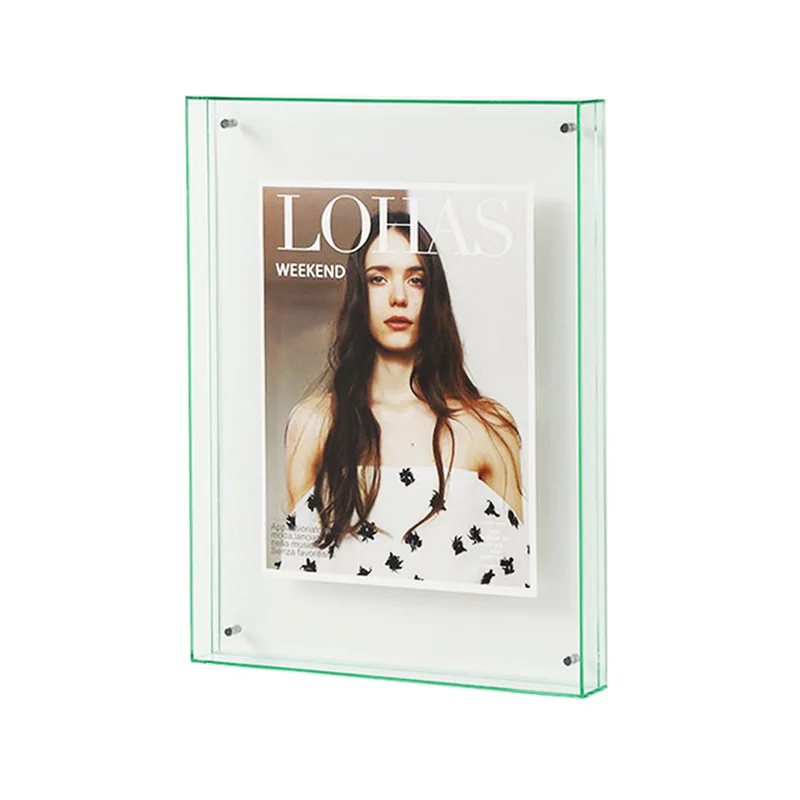 Custom Clear Acrylic Magnetic Floating Picture Display Frame Wall Mounting 6inch Acrylic Photo Frame