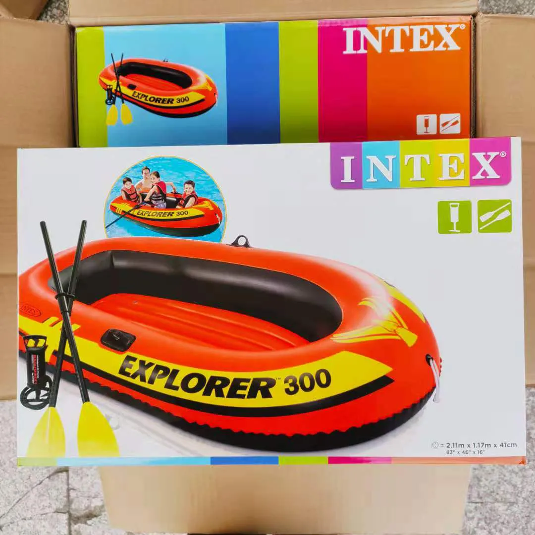 58332 INTEX 300 лодка надувная для дрифта каяк резиновая рыбацкая