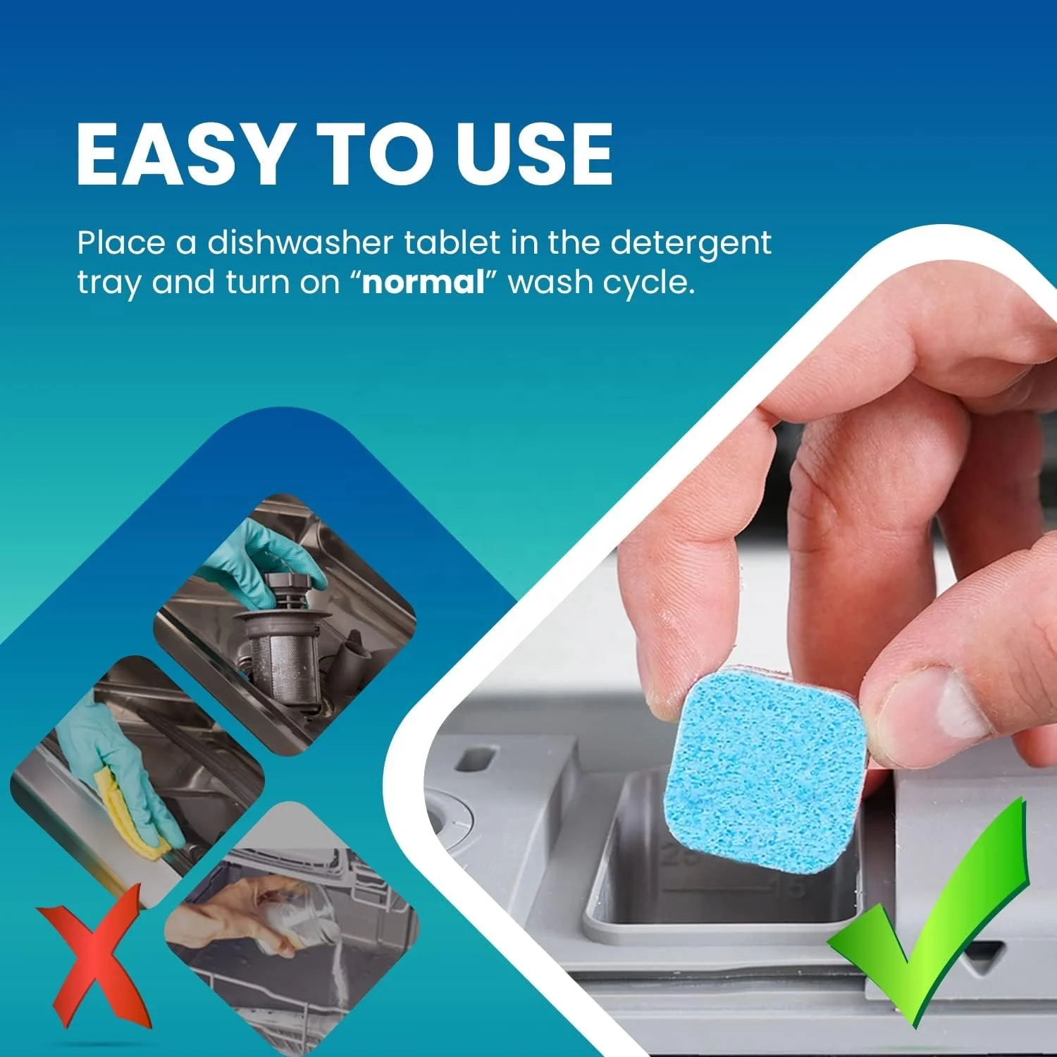 Dishwasher Cleaner and Deodorizer Clean Dish Washer Machine Detergent Tabs Deep Cleaning Descaler Pods