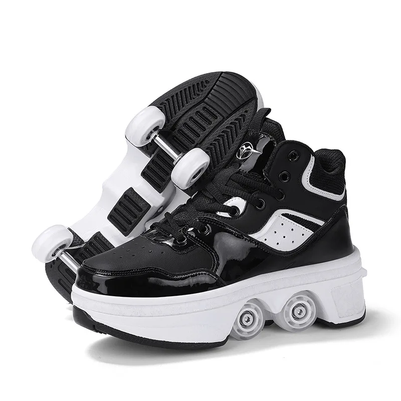 Outdoor Kick Out Roller Skate shoes 2 in 1 Children Deformation roller shoes for kids Kick roller  Wheel Shoes