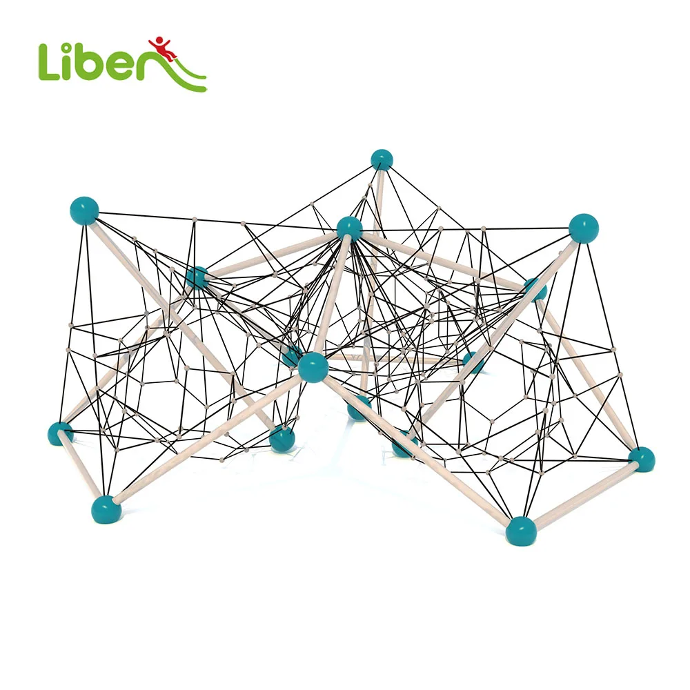 steel frame outdoor large rope climbing net kids for playground with ball joint connector