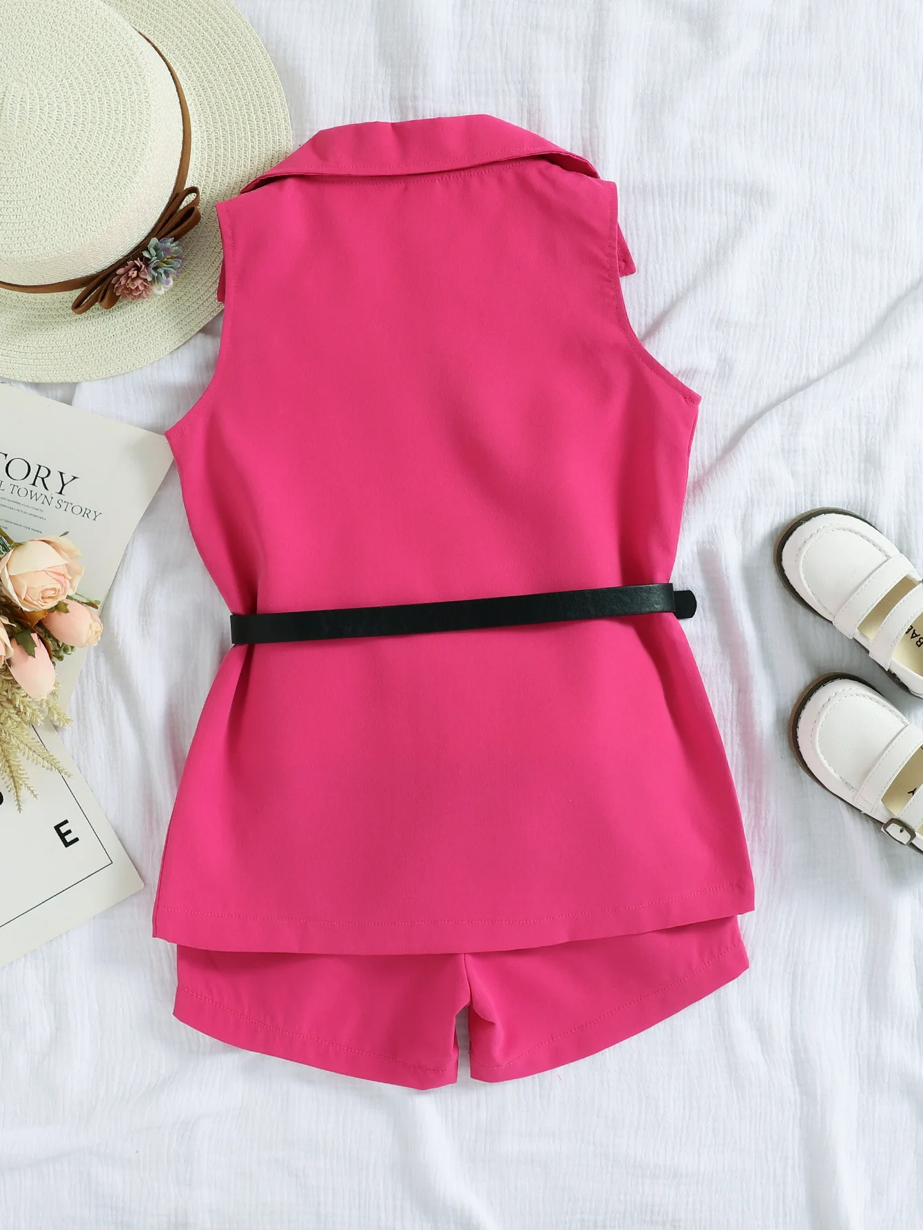 Hot selling summer 4 pieces set beautiful without clothes fashion for baby girls 7 years