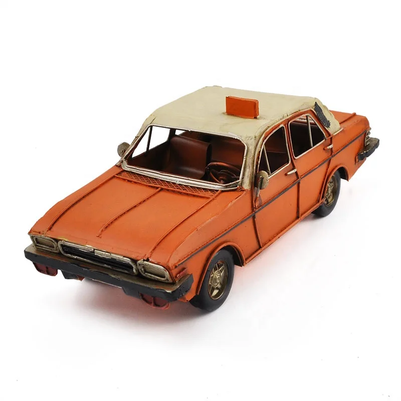 Металлическая Ретро ностальгическая креативная железная винтажная Игрушечная машина модель оранжевого цвета антикварная такси украшения для дома и