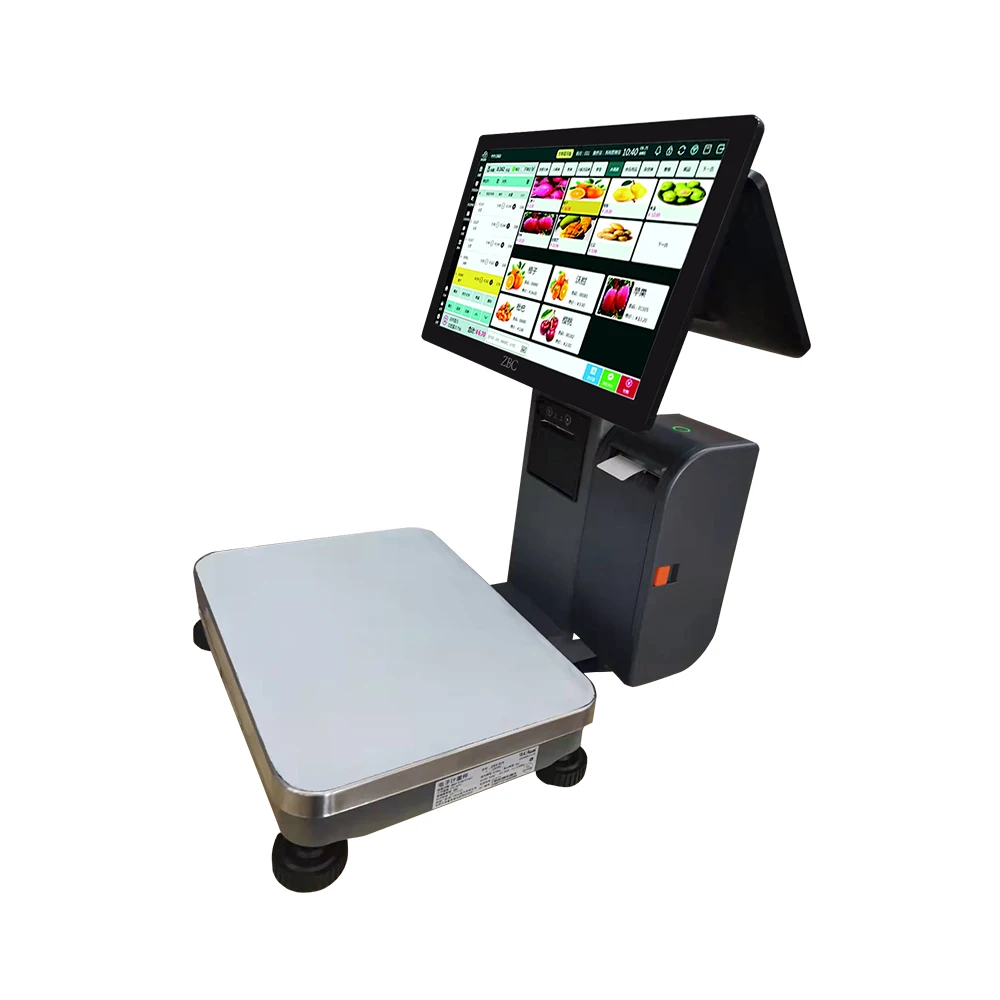 Cash Register Scale  Electronic Barcode Label Printing Scales weighing scale15.6 inch Dual Touch Screen POS System Scale