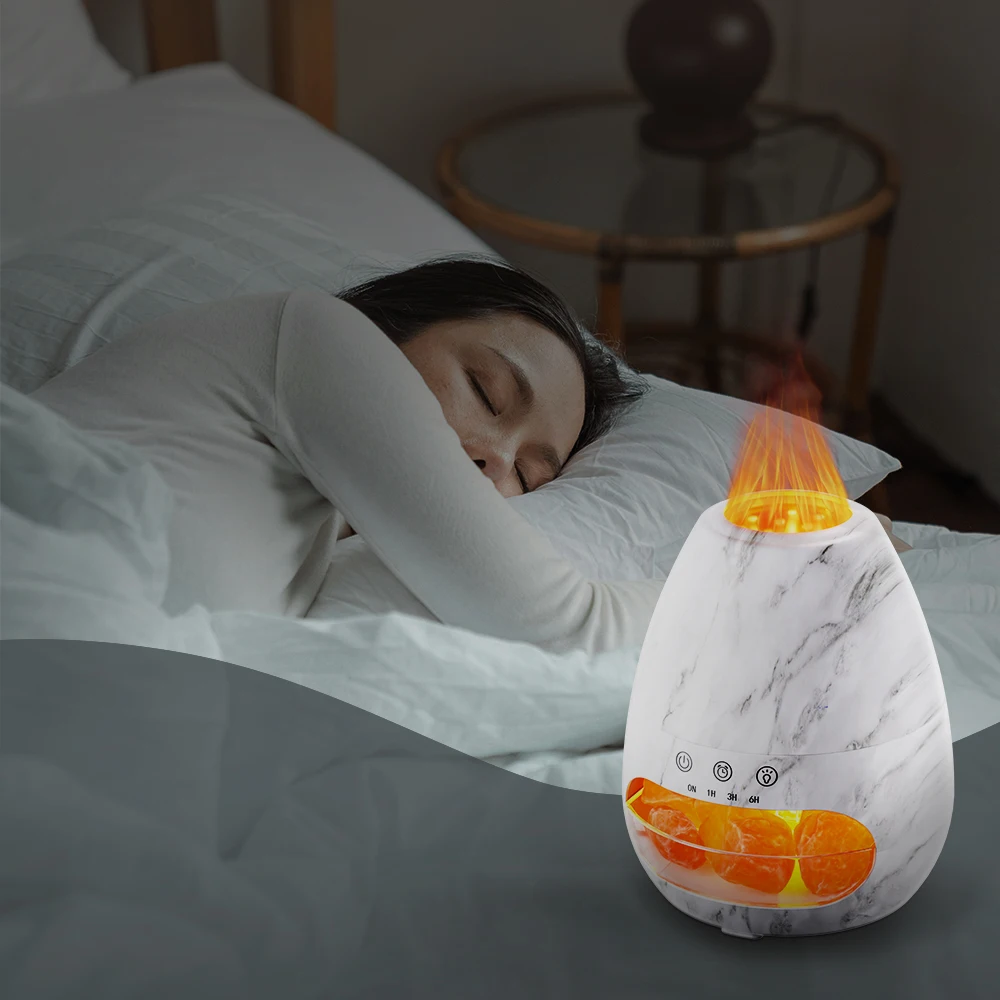 Himalayan Salt Lamp Ultrasonic Aroma Diffuser Cool Mist Humidifier Included Oils Essential Oil Diffuser Household Use 1-Year