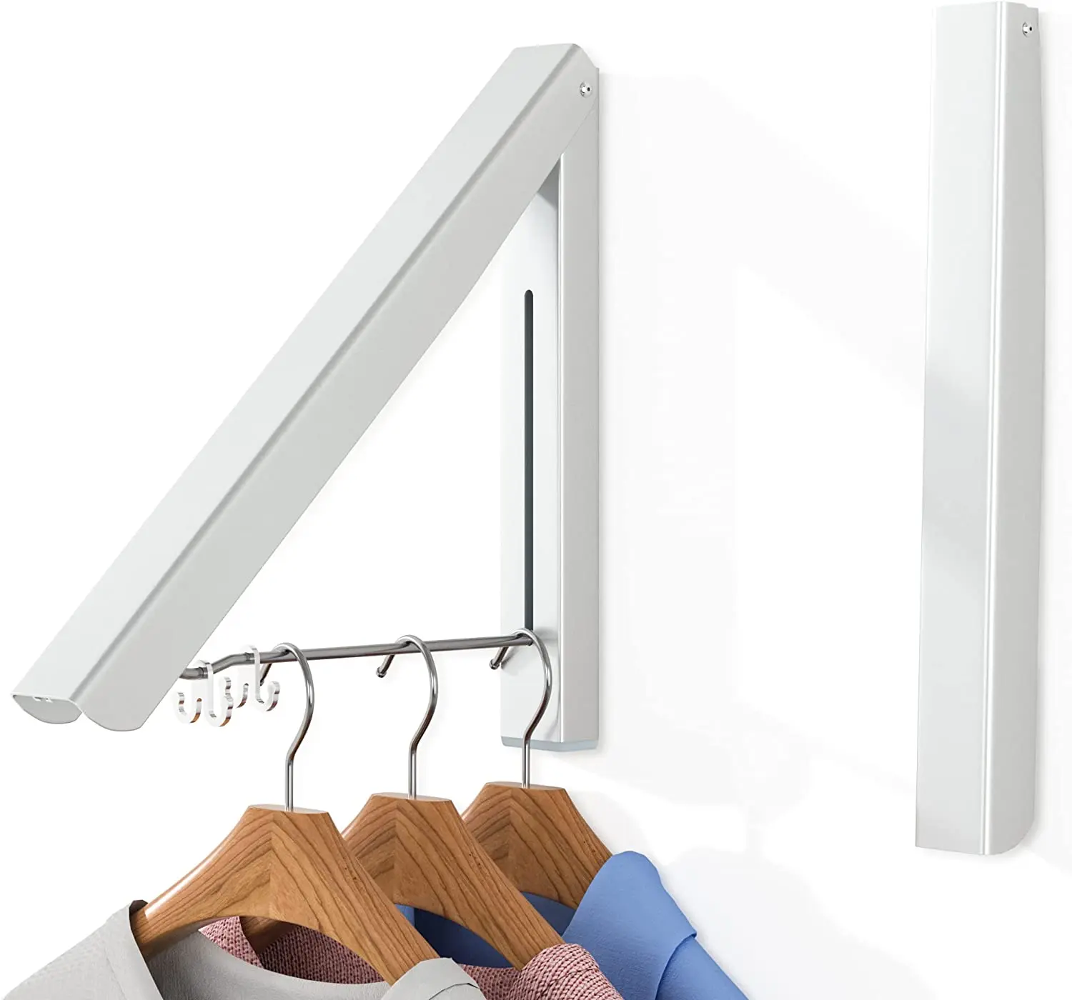 Double Foldable Clothing Rack with Extension 80cm Rods for Laundry Dryer Room