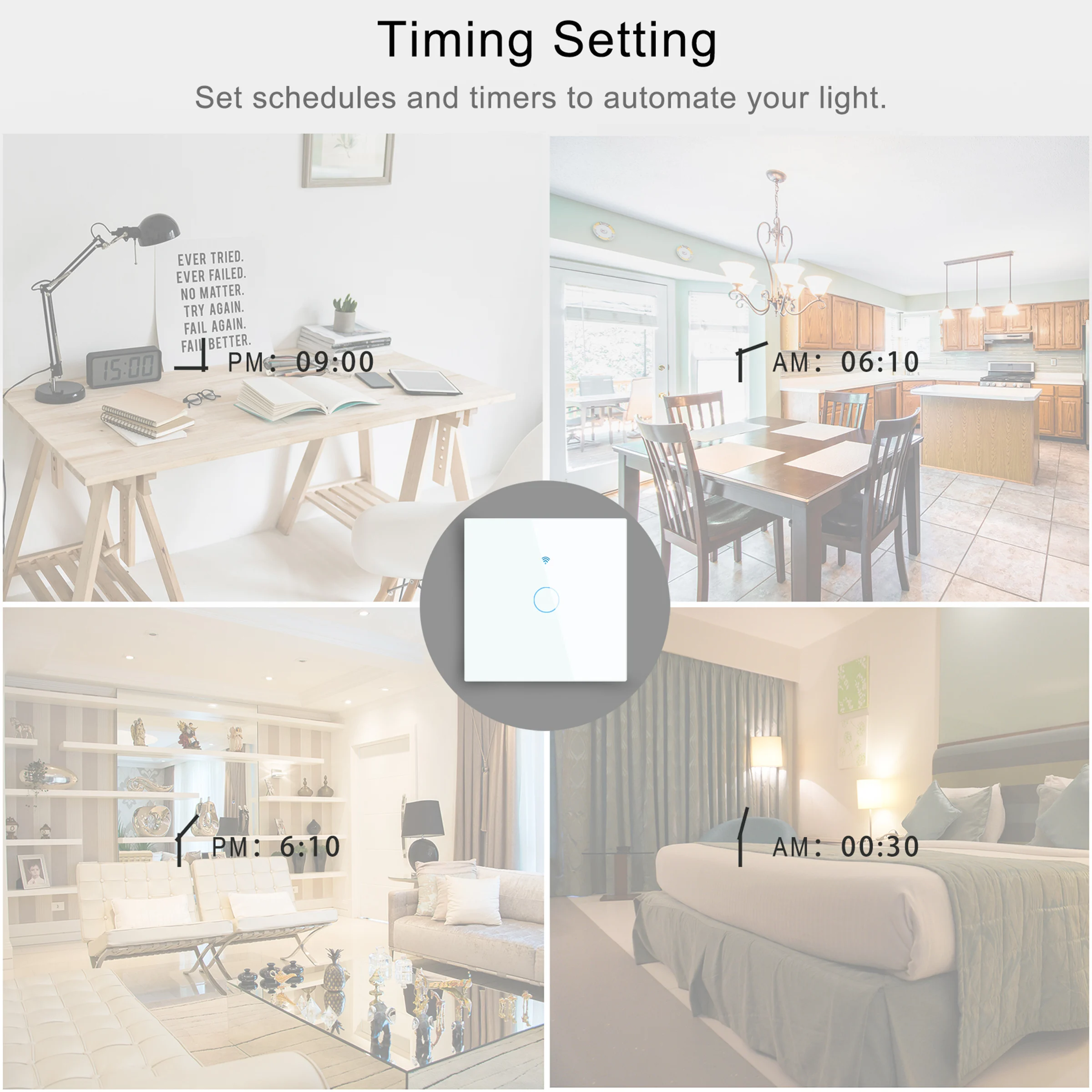 Factory Price Smart Switch With Voice Control Glass Panel Tuya App EU  Wifi Touch Light Wall Switch