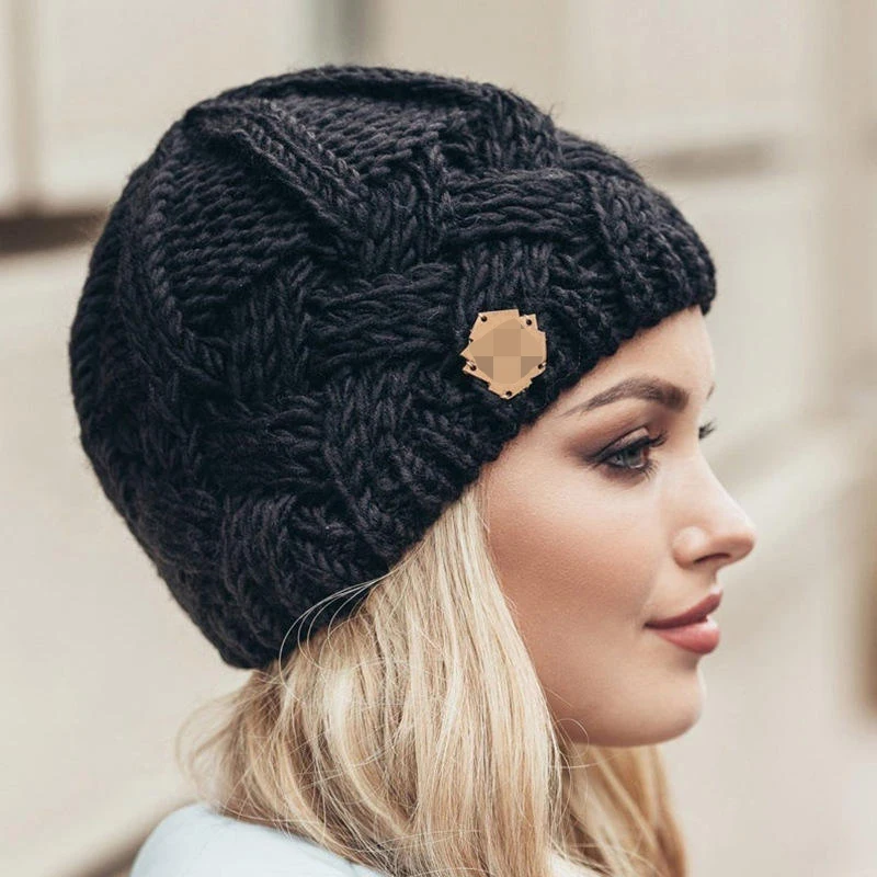 Wholesale Winter Retro Solid Warm Acrylic Soft Stretchy Thick Chunky Rib Knitted Crochet Hat Beanies For Women