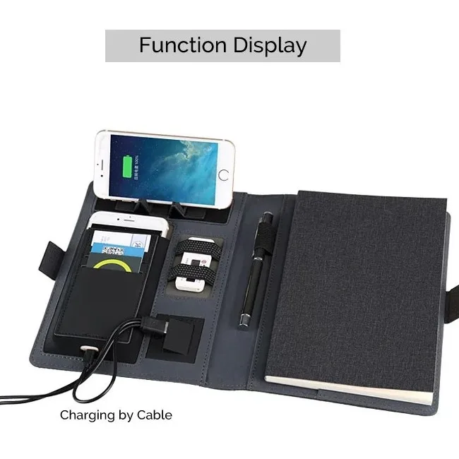 Luxury business smart notebook with pen Classic Agenda diary notebook with power bank and usb flash drive inteligents OEM gift