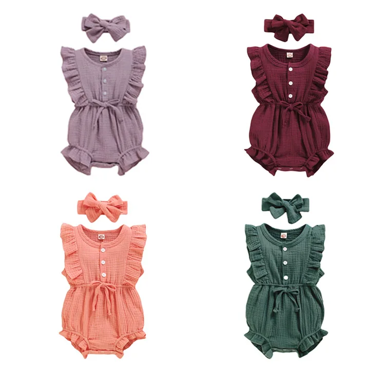 summer baby clothes ruffle rompers wholesale kids clothing baby girl summer onesies clothes 12 to 18 months