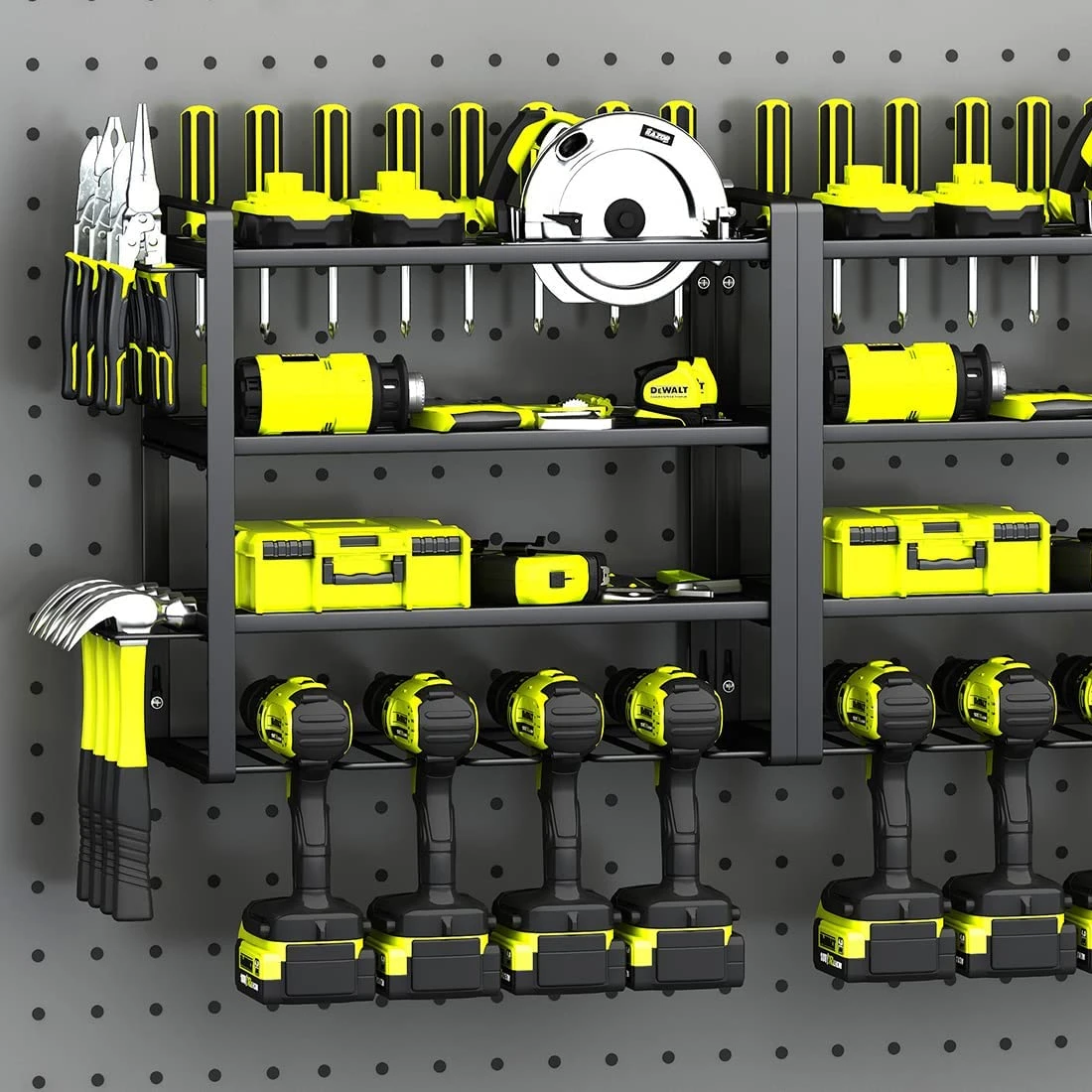 4 Layers Power Tool Organizer Garage  Organizers and Tool Storage Rack, Heavy Duty Metal Tool Shelf