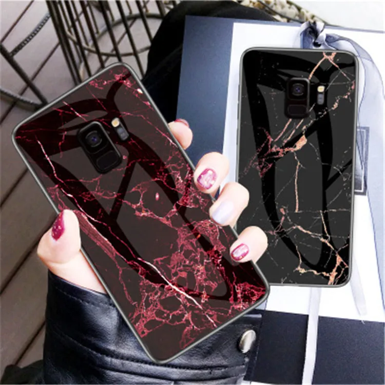 Tempered Glass Phone Case For Samsung Galaxy S8 S9 S10 Plus A20 A40 A70 A50 M10 M20 A20E J8 2018 Marble Cover Silicone TPU Case