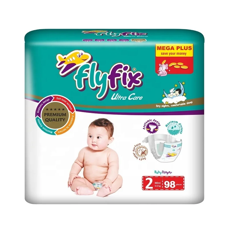 Детские подгузники Flyfix Mega Plus высокое качество цена детские оптом одноразовые мягкая внутренняя поверхность для сухих ночей
