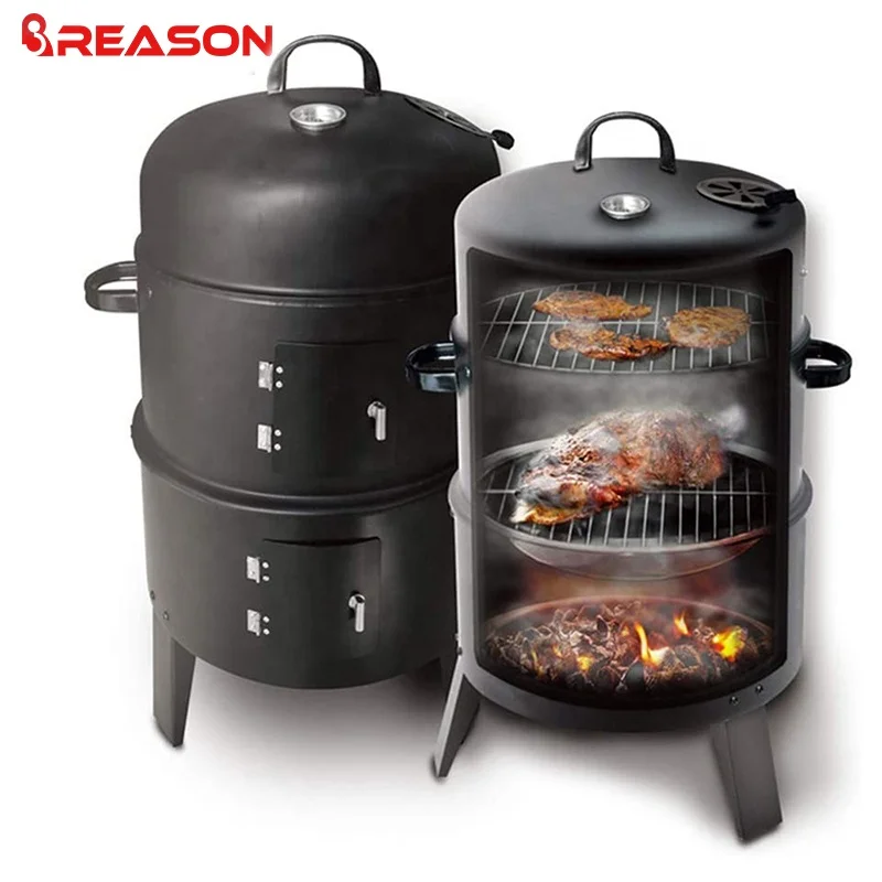 New Style 3 in 1 smokeless vertical outdoor charcoal barbecue meat offset bbq trailer grill smoker machine