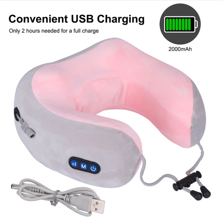 U-Shaped Vibrating Charging Electric Travel Massage Pillow U-Shaped Memory Foam Neck Massage