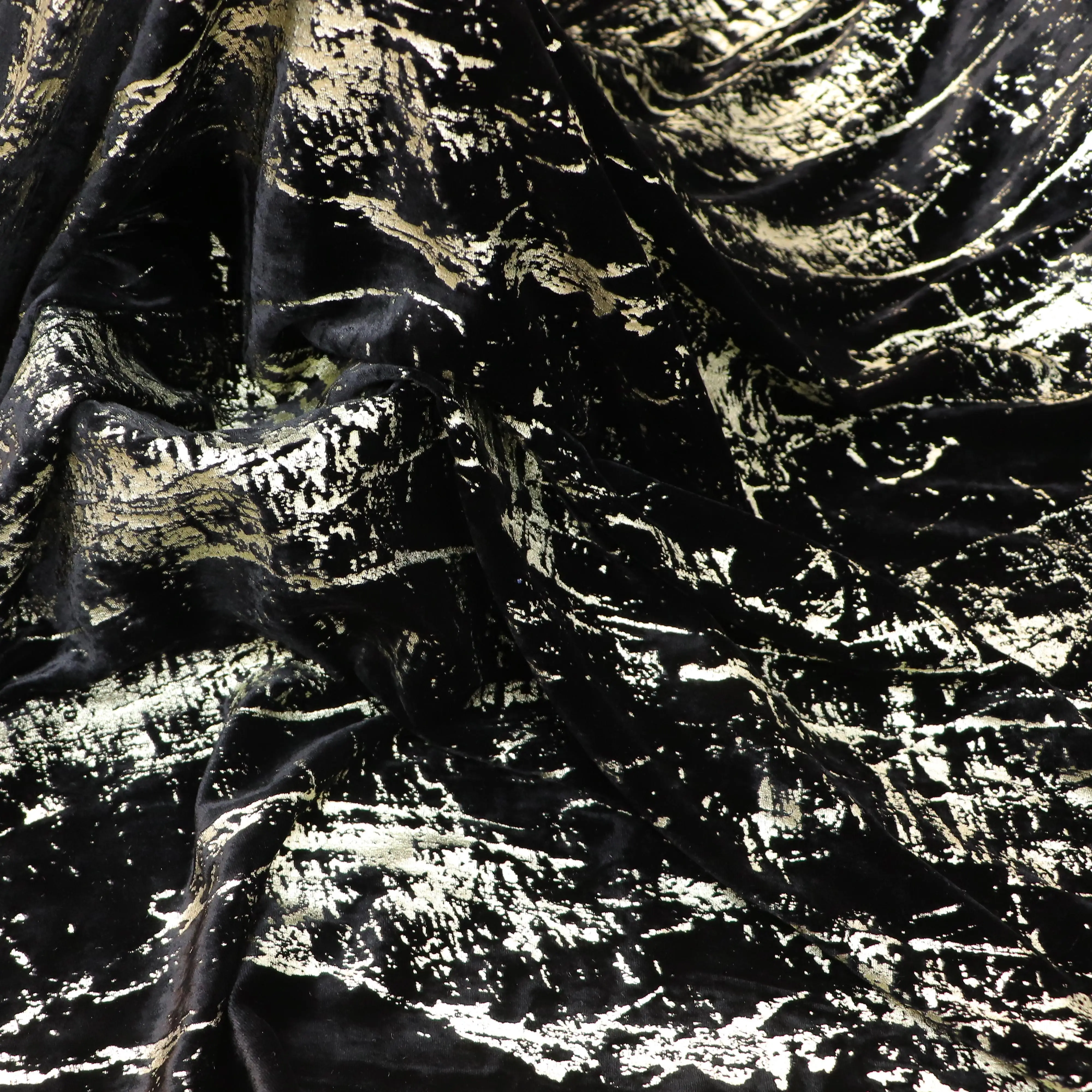 2024 Fashionable  printing nylon rayon Woven silver foil printed flower velvet mesh printing gold fabric for dress