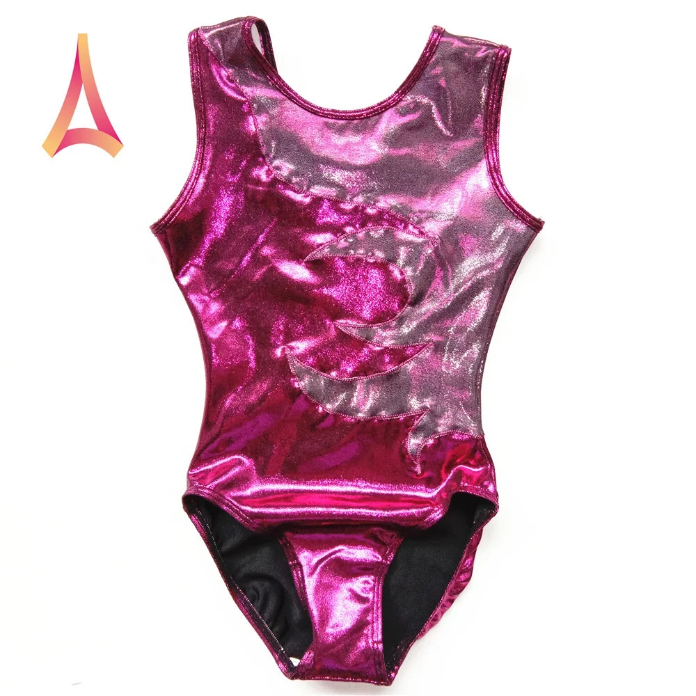 Double-layer Flame-paneled Berry Pink Leotard Gymnastics Leotard for girls