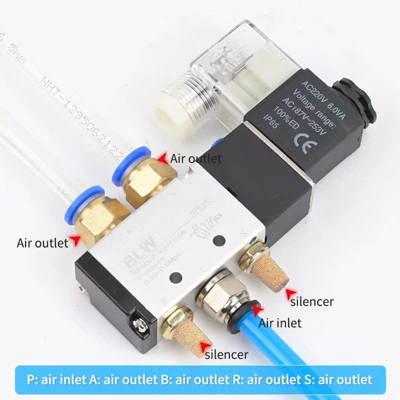 Professional Factory 4v310 2 Way 5 Port Pneumatic 220V Coil Solenoid Air Valve