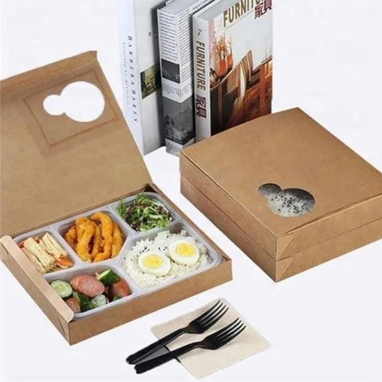 LOKYO biodegradable lunch container food tray take out container takeway kraft paper food box