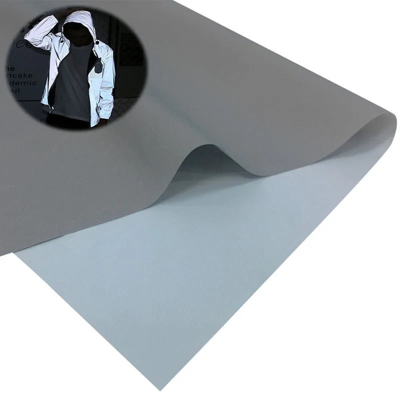Recycled Nylon Softer Reflective Fabric High Visibility Soft Color Silver Grey 100% Retro Reflective Fabric for Clothing Jacket