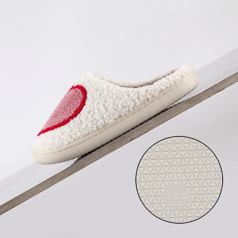 New Home Big Love Warm Winter Cotton Slippers for Men and Women Thick Non-slip Cute Shoes with TPR Outsole and Plush Insole