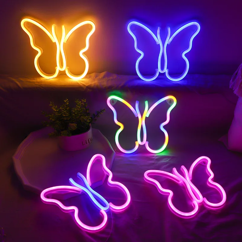 LED neon light butterfly shaped night light creative bedroom decoration light